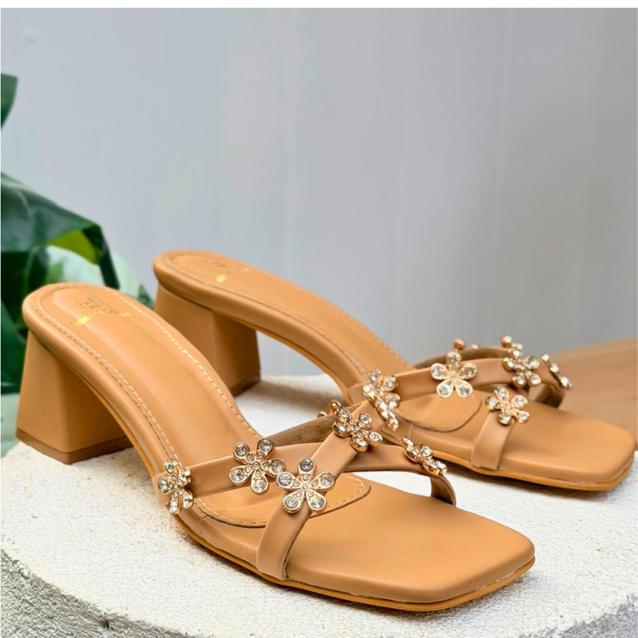 FLORA CRYSTAL BLOCK HEELS